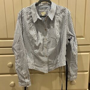 Striped Button-Up Shirt with tie details